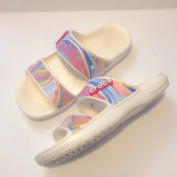 Crocs Classic Out of this World Slide Swirl Pattern Sandals - Picture 4 of 9